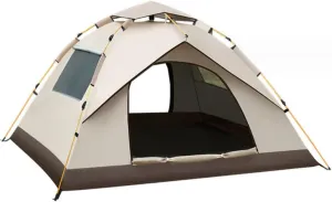 Generic Waterproof 4 Man Pop-Up Camping Tent with Detachable Rainfly and Mesh Doors with Full Mesh Inner Tent