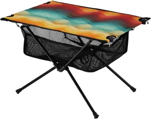 Geometric Painted Portable Folding Camping Table, Compact Lightweight Beach Table with Carrying Bag for Outdoor Picnics, BBQs, Camp
