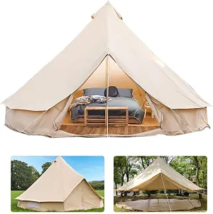 GeRRiT Bell Tents Outdoors 3/4/5/6M Large Waterproof Glamping Bell Tents, 4-Season Canvas Yurt Tents,Lightweight Camping Tent for Family Camping Hiking Outdoor Hunting Christmas Party Human Shelter