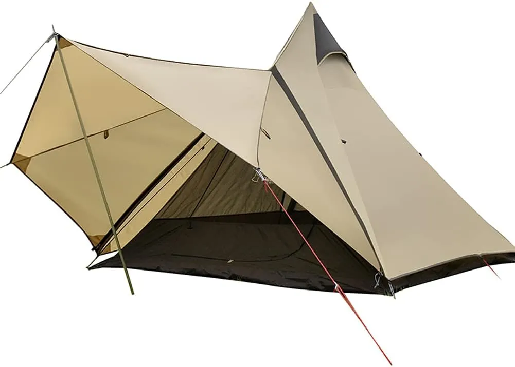 GeRRiT Camping Pyramid Teepee Tent Outdoor Portable Waterproof Double Layers Indian Tipi Tent Family Camping Tent for Outdoor Hiking