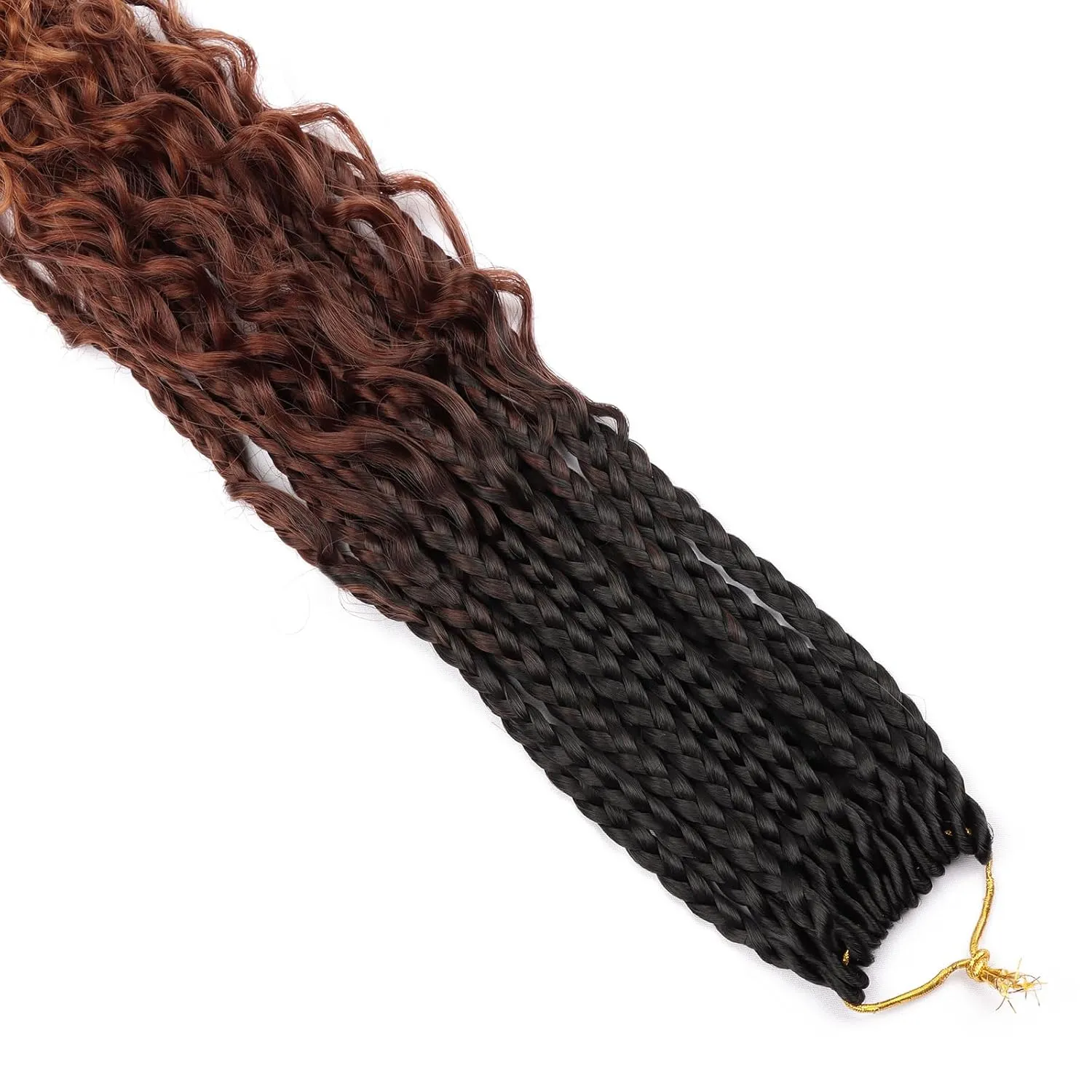 Goddess Box Braids Crochet Hair 18 inch Curly Ends,Crochet Box Braids 8 Packs Bohomian Box Braids Crochet hair Synthetic Braiding Hair Extension 1b/33/30