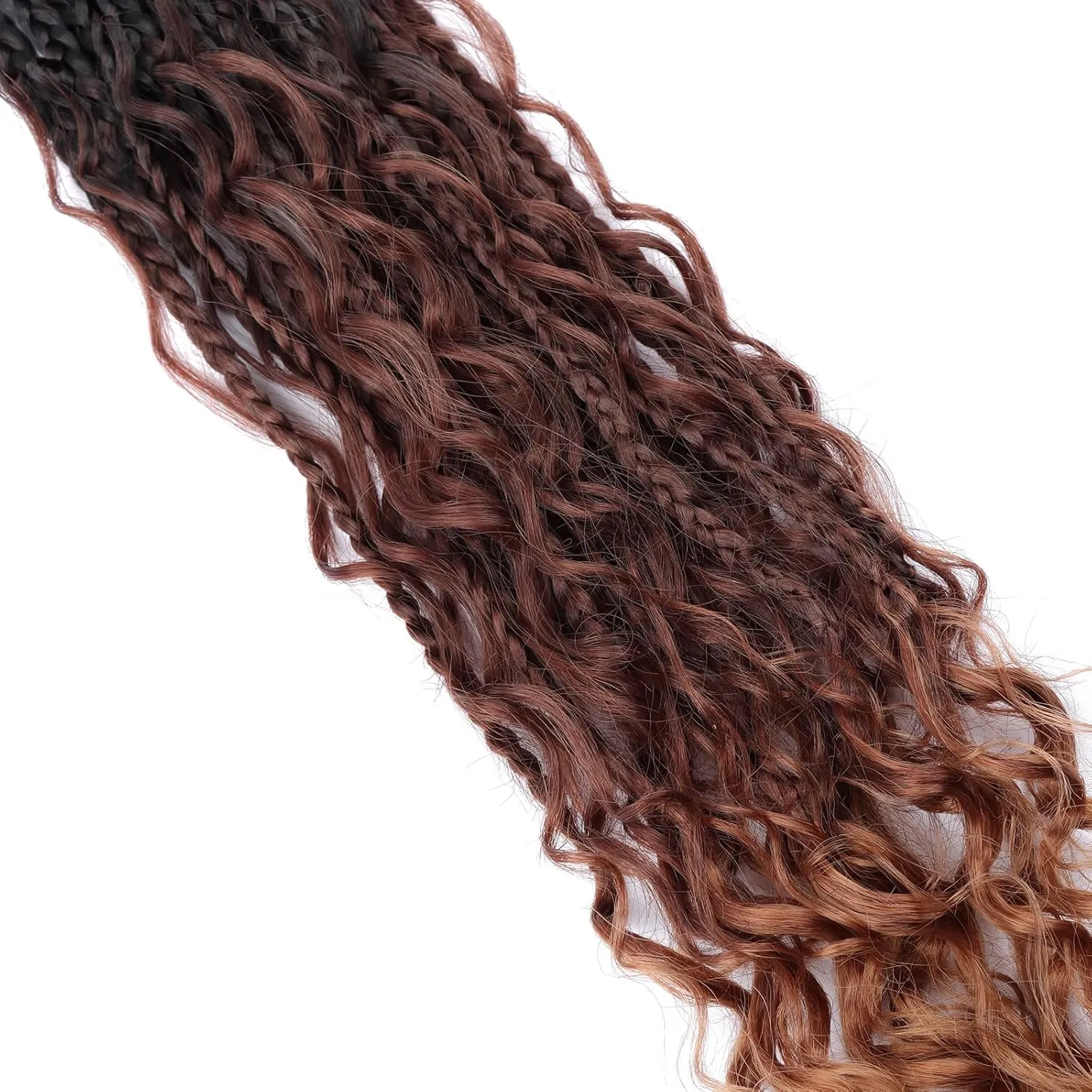 Goddess Box Braids Crochet Hair 18 inch Curly Ends,Crochet Box Braids 8 Packs Bohomian Box Braids Crochet hair Synthetic Braiding Hair Extension 1b/33/30