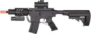 GoldenBall Durable Lightweight M4 CQC Full Automatic AEG Airsoft Rifle w/Flashlight and Scope (Battery & Charger Included)