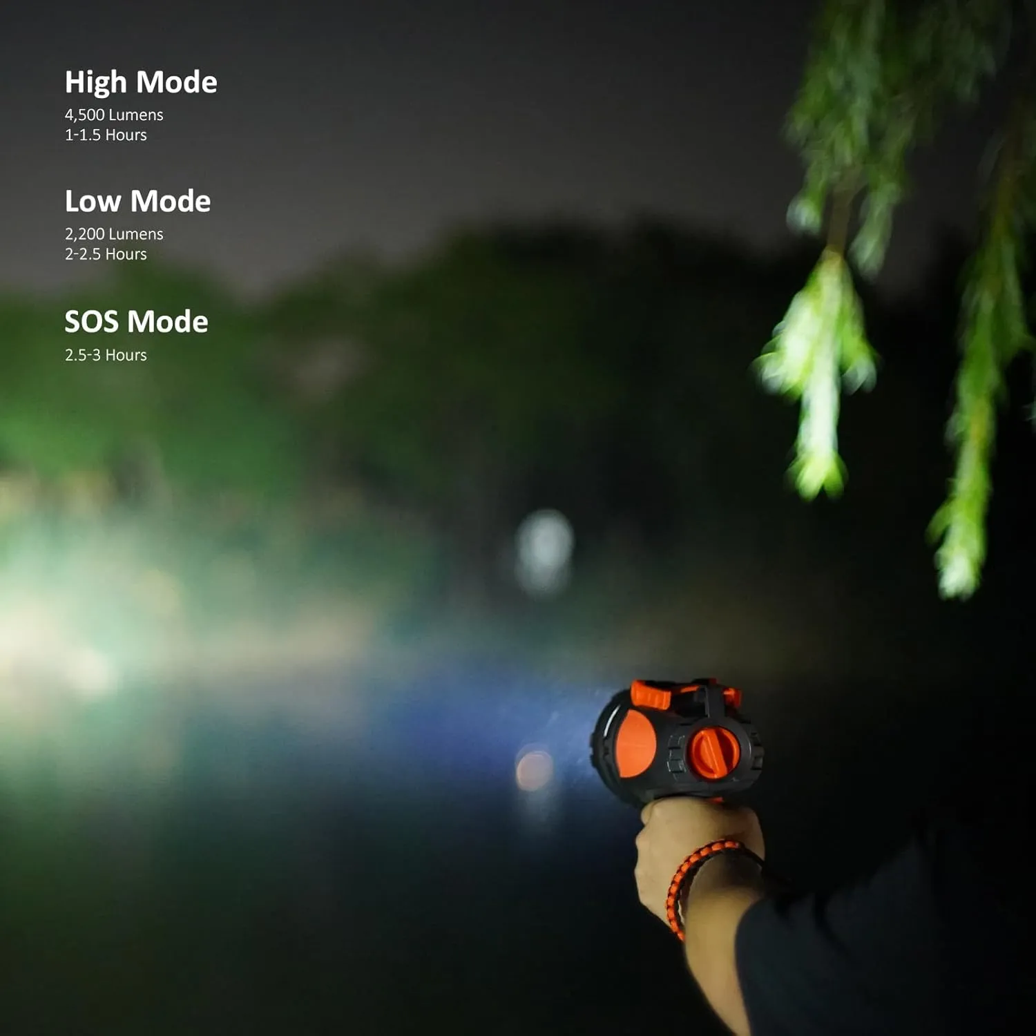GOODSMANN LED Rechargeable Marine Handheld Spotlight 4500 Lumen Boat Spot Light Waterproof Searchlight Portable Flashlight with EVA Case USB Adapter Car Charger for Outdoor and Indoor Use