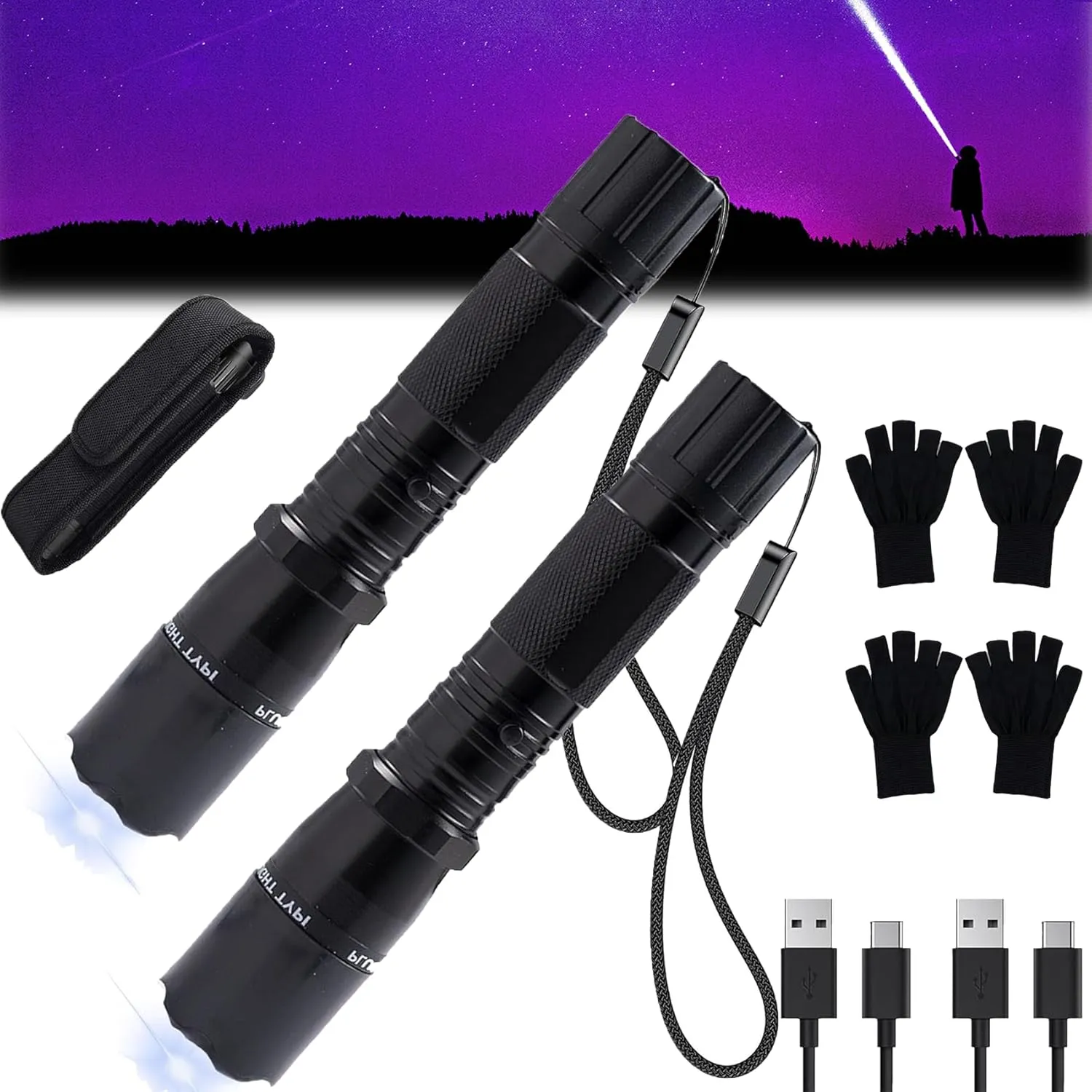 Gootatic Voltguard V95 Stun Torch, Gootatic Stun Flashlight, 2025 The Ultimate Survival Flashlight, USB Power in,for Home, Camping, Fishing, Car Essentials and Survival Kits (2 Sets)