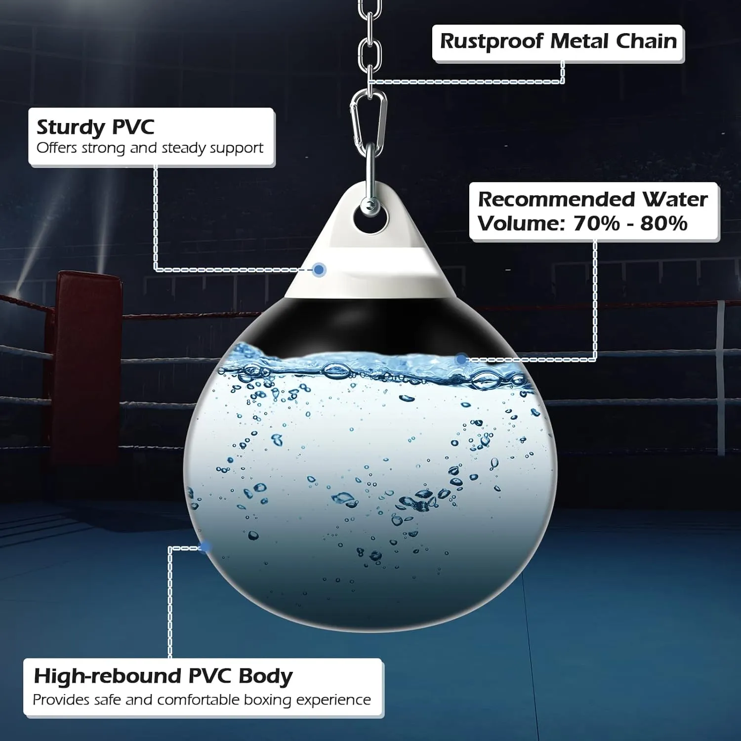 Goplus Water Aqua Bag, 21'' 180 Pound /18” 110 Pound Heavy Punching Bag with Adjustable Metal Chain, Water Injection Hose, Boxing Training Bag for Adults Fitness, MMA