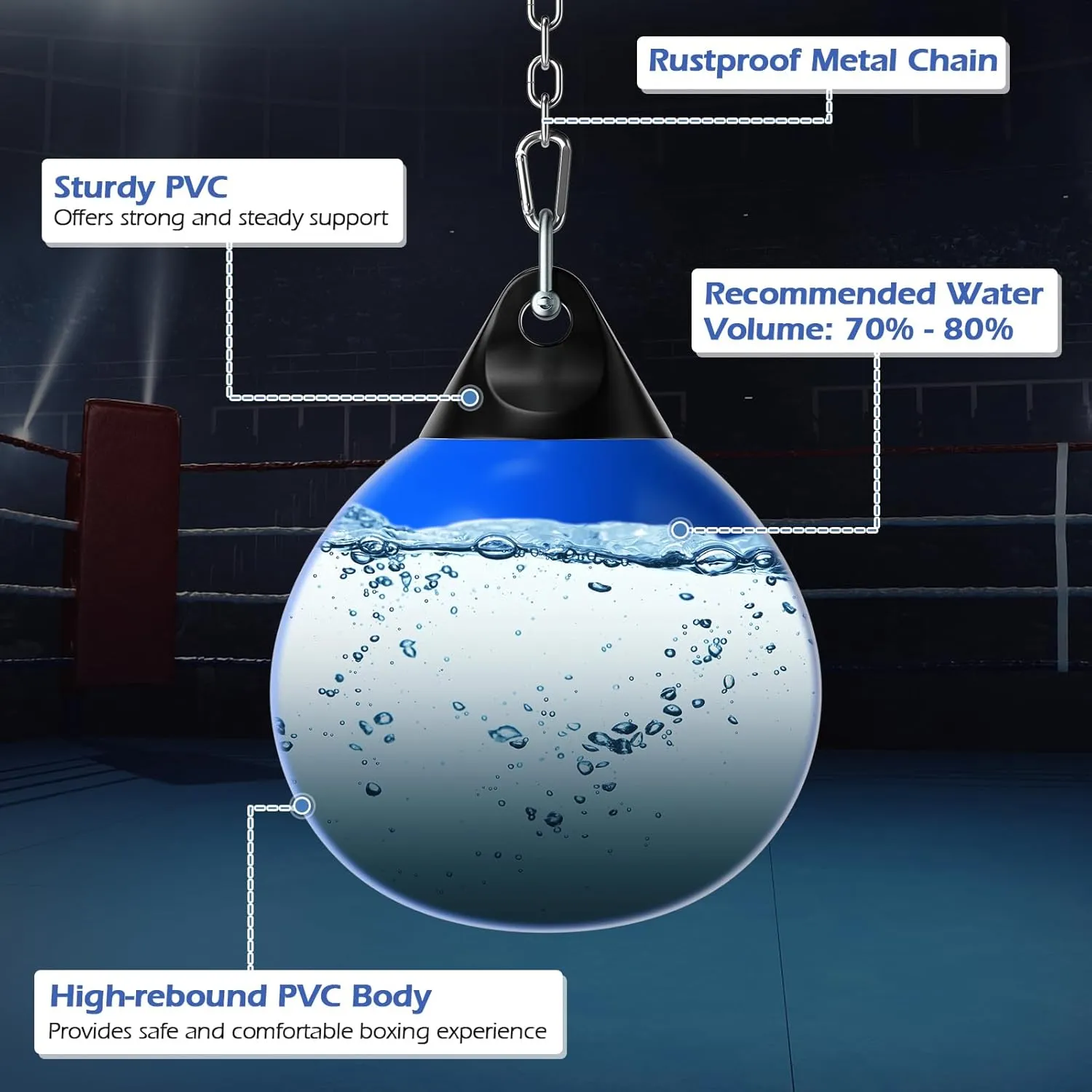 Goplus Water Aqua Bag, 21'' 180 Pound /18” 110 Pound Heavy Punching Bag with Adjustable Metal Chain, Water Injection Hose, Boxing Training Bag for Adults Fitness, MMA