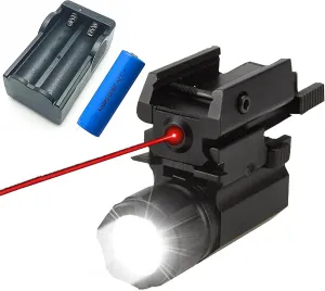 GOTICAL 2 in 1 Tactical Pistol Class-IIIA Red Dot Laser & 180 Lumen White LED Flashlight Combo - Hunting Accessories for Pistol Guns 1911 M9 G-Lock 17,19,20,21,22,23,30,31,32