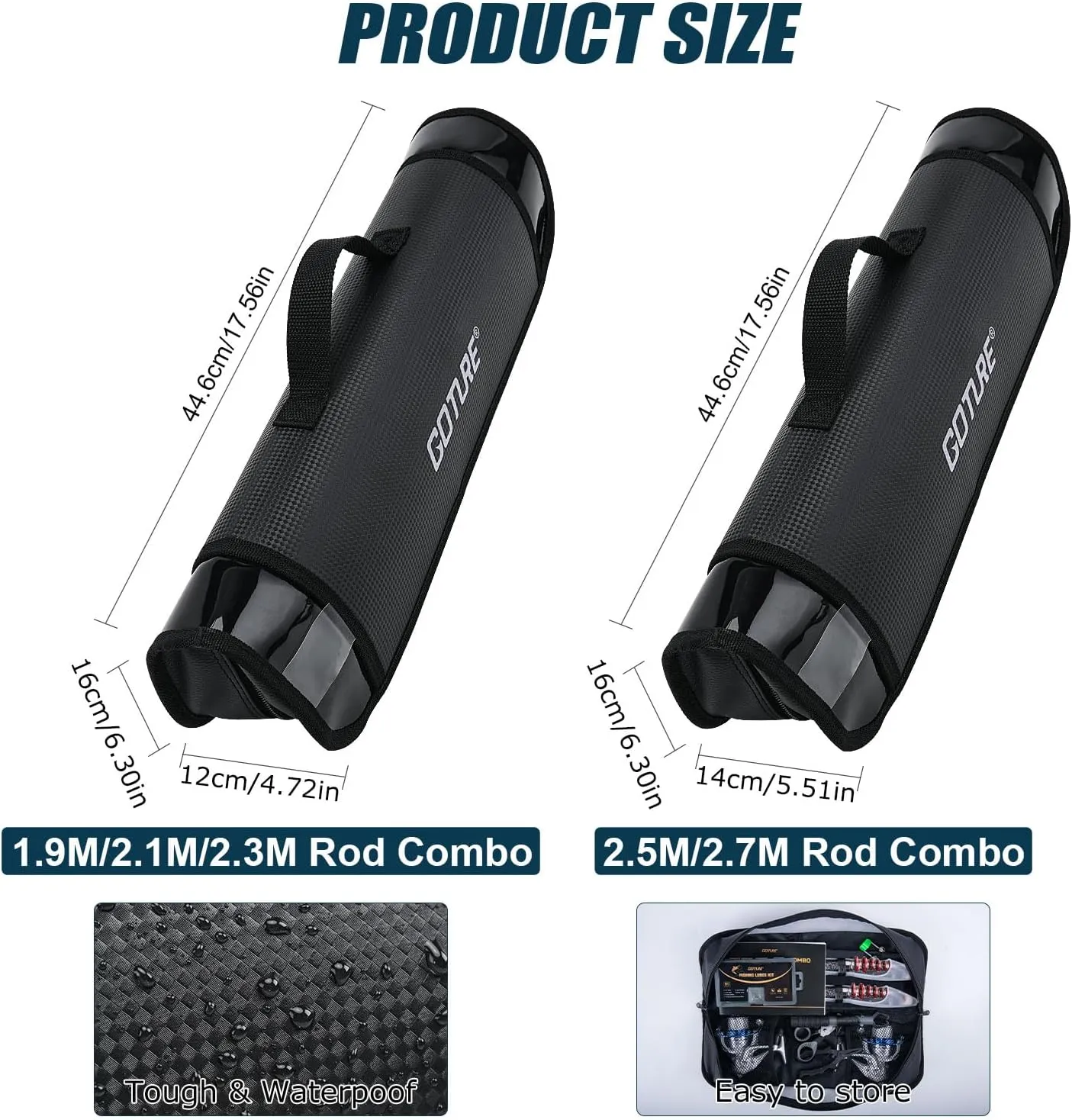 Goture Fishing Rod and Reel Combos-2PCS Telescopic Fishing Pole 2PCS Pre-Loaded Spinning Reels with Carrier Bag,Telescopic Rod Reel Lures Kit for Starter Travel Saltwater Freshwater,Gifts for Men