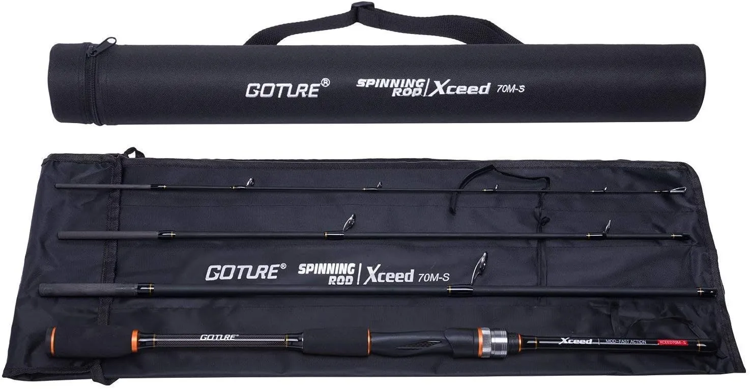 Goture Travel Fishing Rods, 4 Piece Fishing Pole with Case/Bag, Casting/Spinning Rod,Ultralight Fishing Baitcasting Rod 7ft for Saltwater Trout, Bass, Walleye, Pike