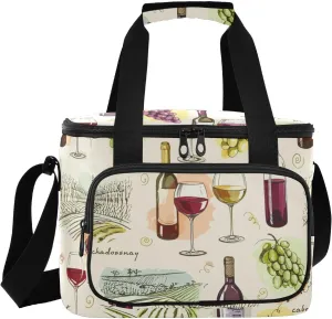 Grapes Beige Insulated Cooler Bag for Women Men Leakproof 24 Can Camping Lunch Cooler for Beach Work Road Trip
