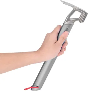 Grey Aluminum 12" Tent Stake Hammer with Remover, Lightweight for Camping, Backpacking & Hiking