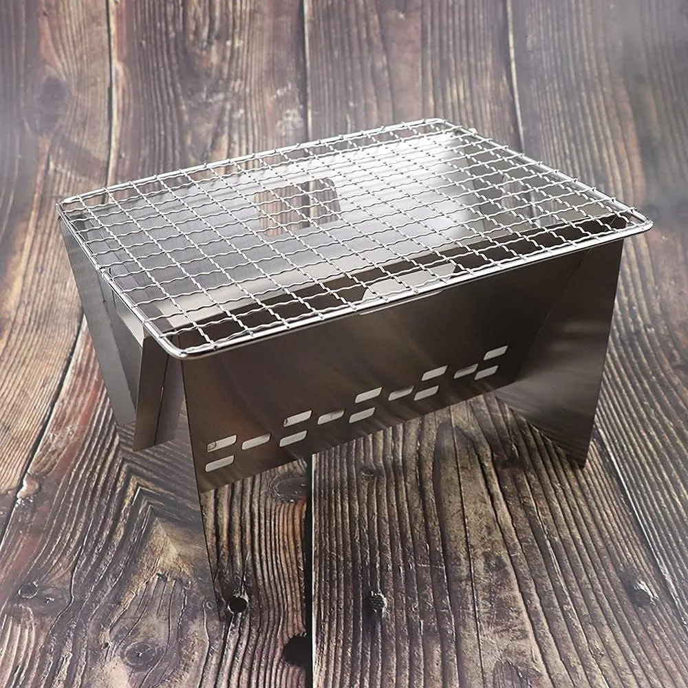 Grill Burners Camping BBQ Grill Wood Burning Stove With Grill Outdoor Portable Folding Stainless Steel Barbecue Grill