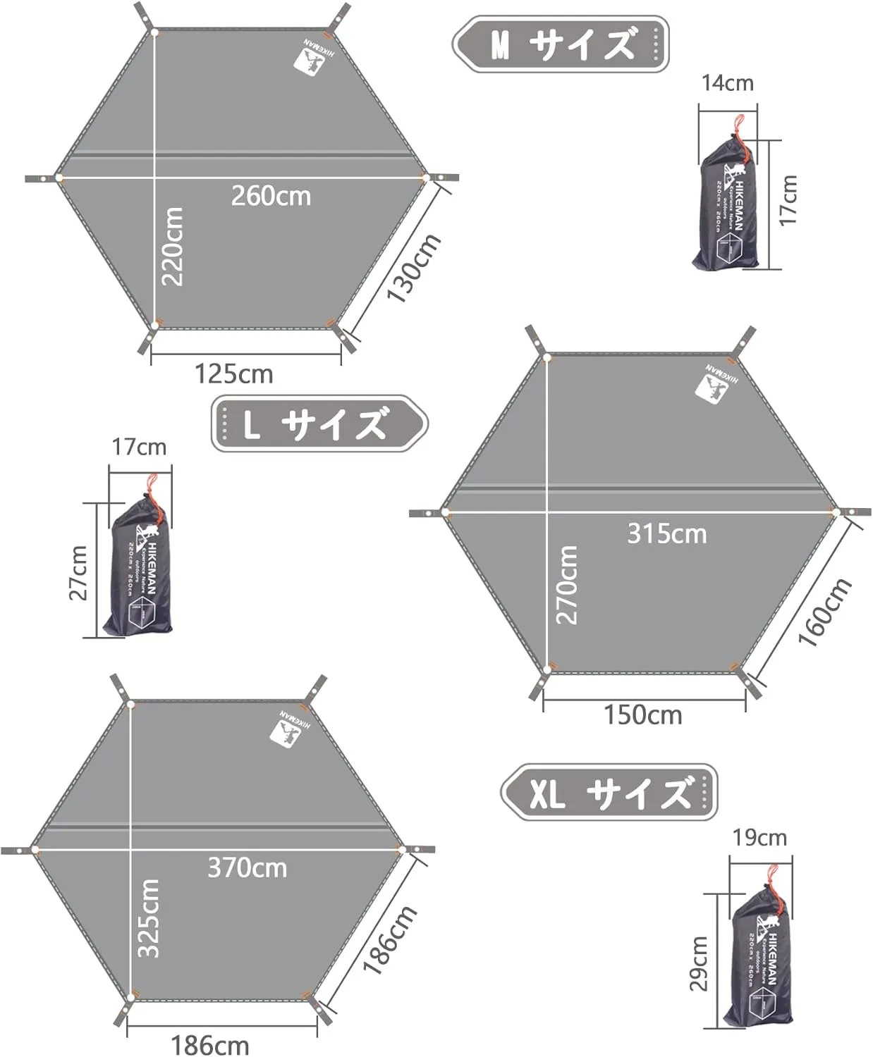 Ground Sheet, Hexagonal, Leisure Sheet, Waterproof, Lightweight, Tarp, Tent Mat, Hexagon for One-Pole Tents, Includes Storage Bag, Pegs Included, M (86.6 x 102.2 inches (220 x 260 cm))