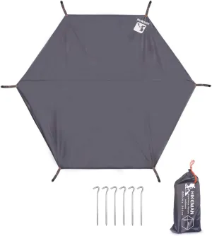 Ground Sheet, Hexagonal, Leisure Sheet, Waterproof, Lightweight, Tarp, Tent Mat, Hexagon for One-Pole Tents, Includes Storage Bag, Pegs Included, M (86.6 x 102.2 inches (220 x 260 cm))