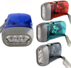 Guyuyii 4-Pack Hand Crank Flashlight - 3 LED Bright Lights - Portable Wind-Up Flashlight for Emergency Lighting, Power Outages, Camping Trips, Car Emergency Kits, Classroom, and Outdoor Adventures