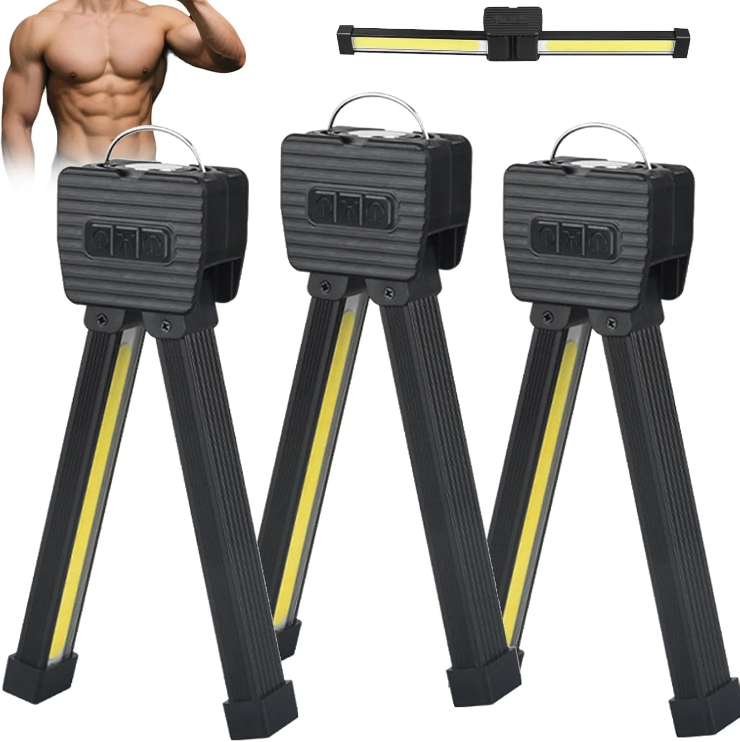 Gym Lamp for Posing, Gym Light Posing Lights for Bodybuilding, Portable Magnet LED Flashlight with 7th Gear Dimming & 180 Degree Folding USB Rechargeable Gym Lighting