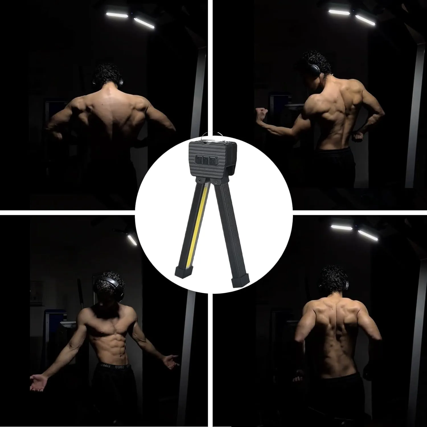 Gym Lamp for Posing, Gym Light Posing Lights for Bodybuilding, Portable Magnet LED Flashlight with 7th Gear Dimming & 180 Degree Folding USB Rechargeable Gym Lighting