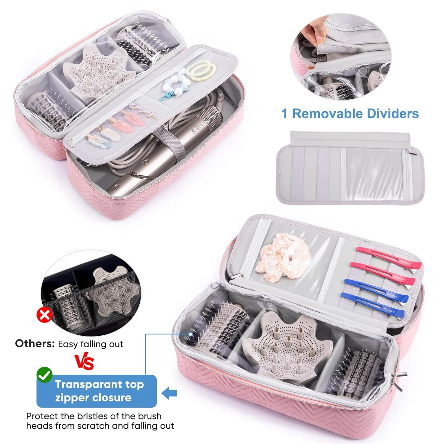 Hair Tools Travel Case with Black Hair Dryer Bag, Large Hair Tools Travel Carrying Case for Shark FlexStyle/SmoothStyle - Hair Air Wrap Dryer Storage Case Flat Curling Iron Travel Organizer