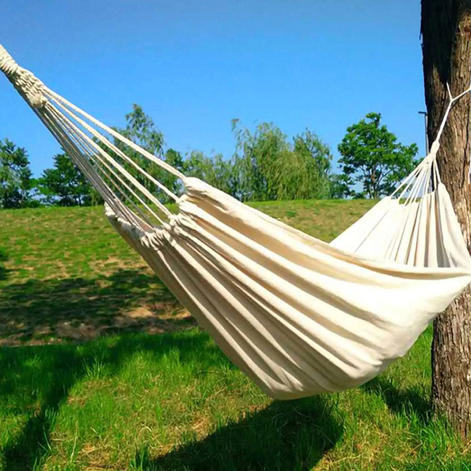 Hammock Outdoor Double Hammock Camping Rope Swing Chair Canvas Hammocks for Terrace Travel Hiking Indoor Home Decor Portable Hammock