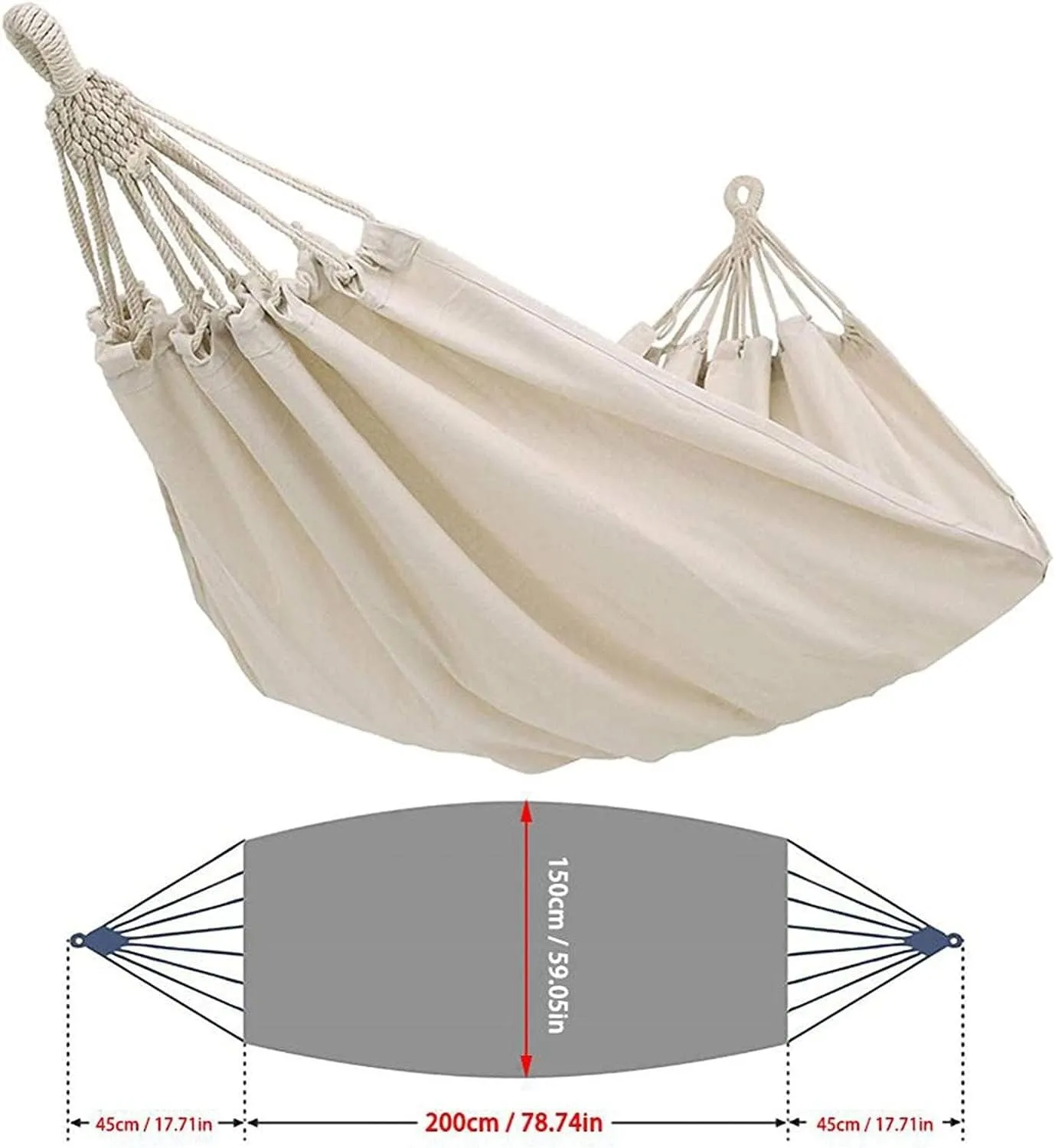 Hammock Outdoor Double Hammock Camping Rope Swing Chair Canvas Hammocks for Terrace Travel Hiking Indoor Home Decor Portable Hammock