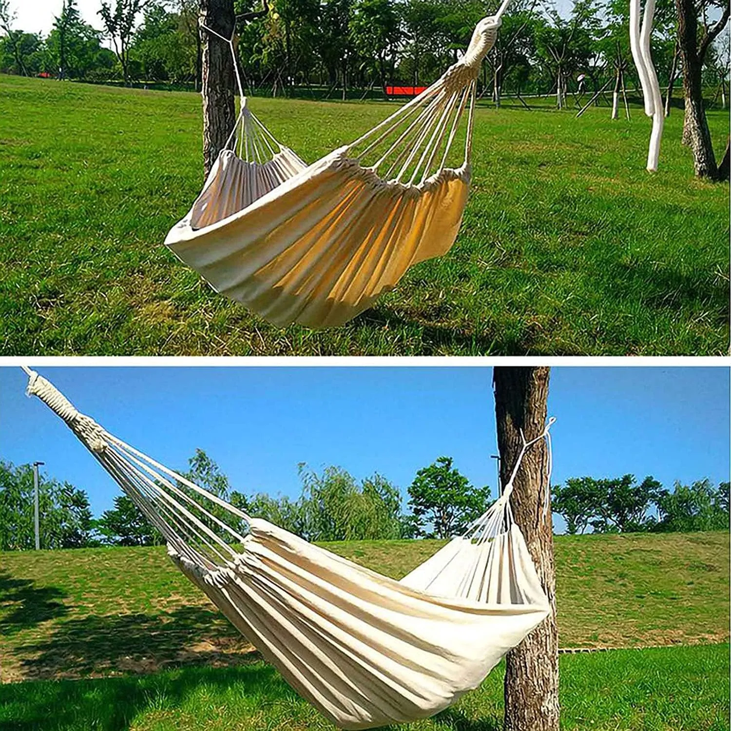 Hammock Outdoor Double Hammock Camping Rope Swing Chair Canvas Hammocks for Terrace Travel Hiking Indoor Home Decor Portable Hammock