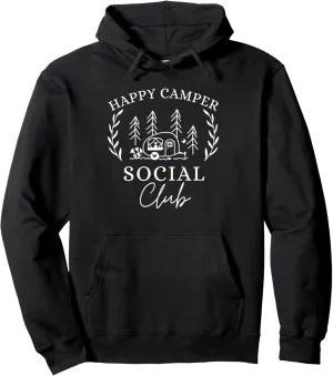 Happy Camper Social Club Cute Teardrop Trailer Forest Pullover Hoodie