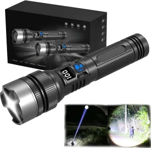 Happytion Flashlight(Zoomable), 2025 The Ultimate Survival Flashlight, USB Rechargeable Waterproof Handheld Flashlights High Lumens, with LED Digital Display (1 pcs)