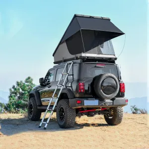 Hard Shell Rooftop Tent for SUV, Truck, Jeep & Cars – 2-3 Person Overland Camping Tent with Aluminum Alloy Shell, 300D Oxford Fabric & Ladder, Easy Setup, Weatherproof Design, Black