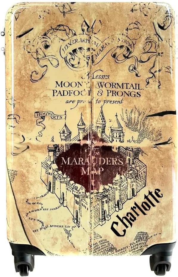 HARRY POTTER Luggage Personalized Carry On Hardshell Rolling Luggage Suitcase Travel Bag Gifts Merchandise Travel Stuff - Personalized Marauders Map with Name