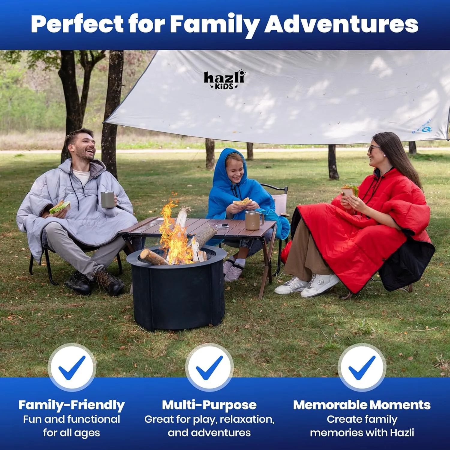 hazli Comfortable Wearable Blanket - Insulated Camping Blanket Outdoor