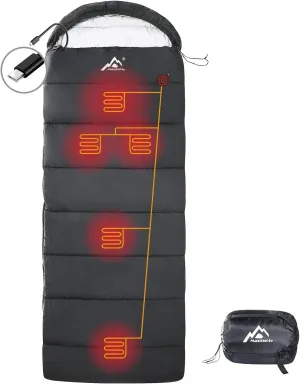 Heated Sleeping Bag - 5pcs Multi USB Power Support Heating Pads, Operated with Battery Power Bank or Other USB Supplies, Portable Compact Envelope Style Bag