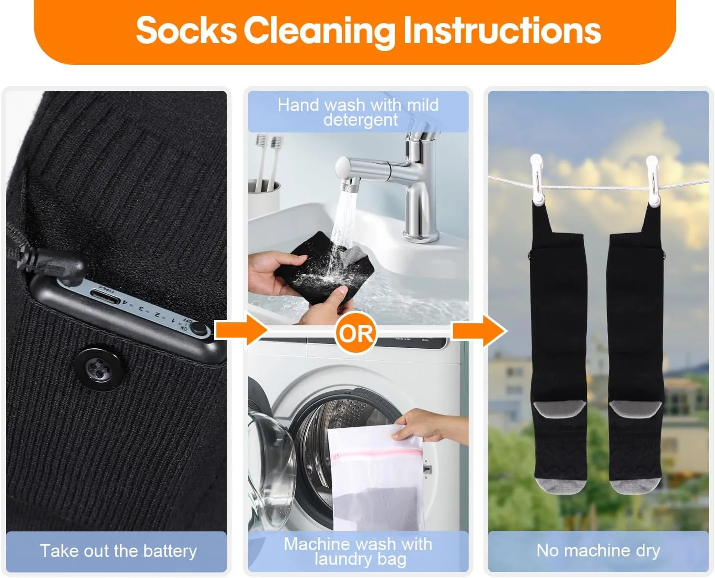 Heated Socks for Men Women - Rechargeable, Washable, 5000mAh Battery with 4 Heating Levels for Hunting, Camping, Hiking, Walking, Fishing, Cycling, Outdoor Work