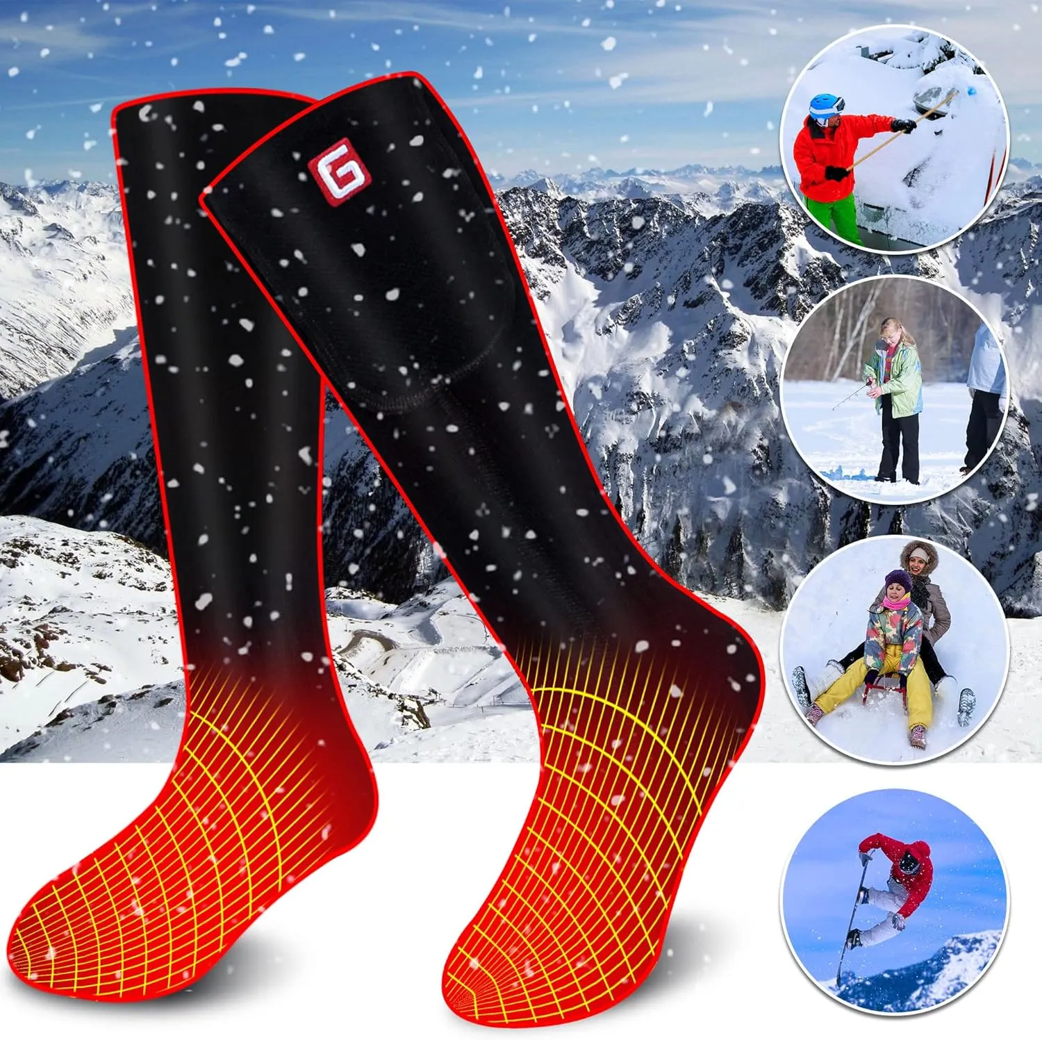 Heated Socks for Men Women Rechargeable Washable Winter Electric Thermal Heated Socks Foot Warmer 6-12 USA Size