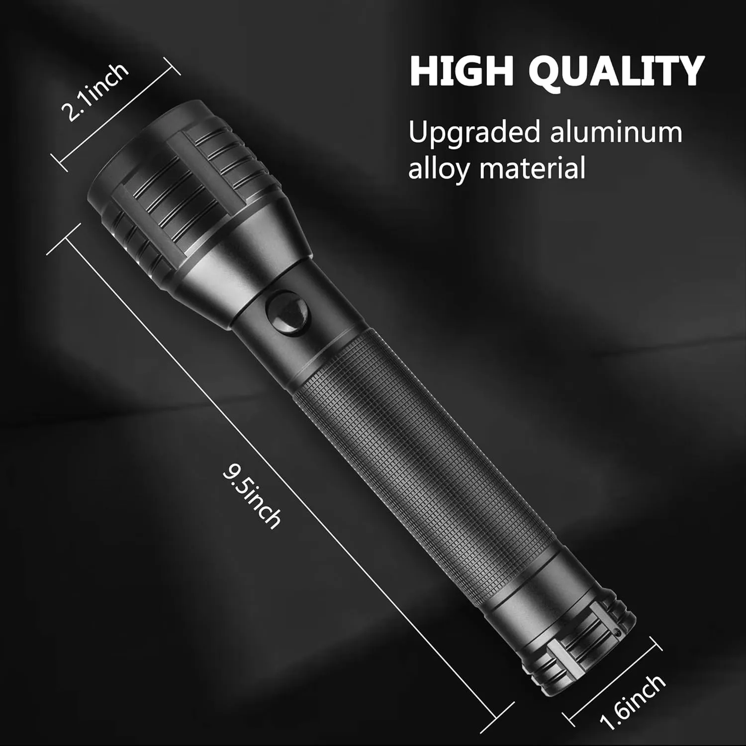 Heavy-Duty LED 2-Cell D Battery Flashlight, 3 Modes & Zoomable, High Lumens Powerful Flashlights for Hunting, Boating, Power Outages