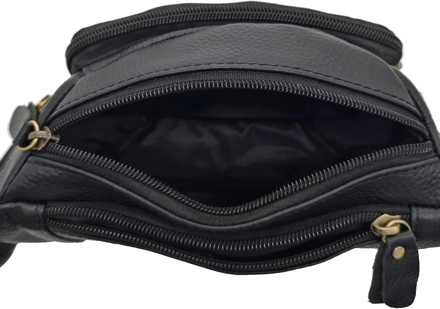 Hebetag Leather Waist Pack Outdoor Fanny Bag for Men Women Travel Hiking Camping Running Hip Bum Belt Cell Phone Purse Wallet Pouch (Black)