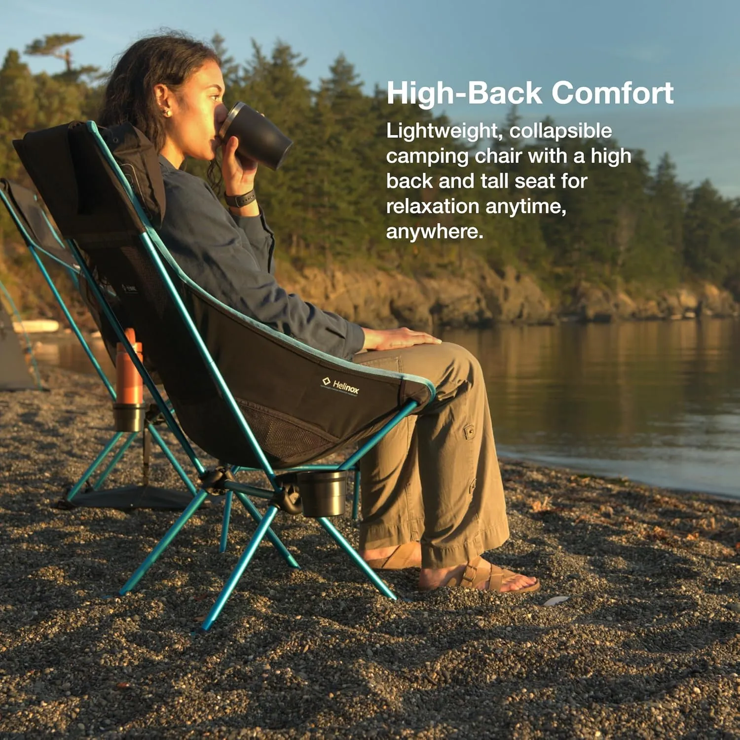 Helinox Sunset Chair Lightweight, High-Back, Compact, Collapsible Camping Chair, Mint Multiblock