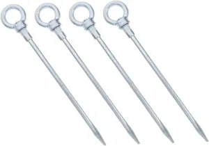 HEMOTON 4 Pcs Heavy Duty Camping Tent Stakes Carbon Steel Galvanized Ground Pegs for Grass Sand and Soft Soil Multiuse Reliable Tent Pegs for Outdoor Adventures