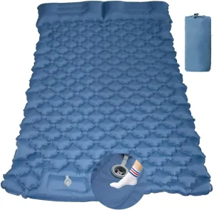 HI FINE CARE Sleeping Pad for Camping, Inflatable Sleeping Mat with Pillow, Camp Pad with Built-in Foot Pump, Lightweight Camping Mattress Pad for Tent and Hiking