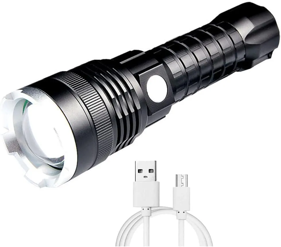 High Lumen LED Flashlight,XHP70.2 LED Flashlights High Lumens Rechargeable,High Powered Tactical Flash light,Super Bright Handheld Flash lights 5 Modes,Waterproof Zoomable for Emergency,Camping