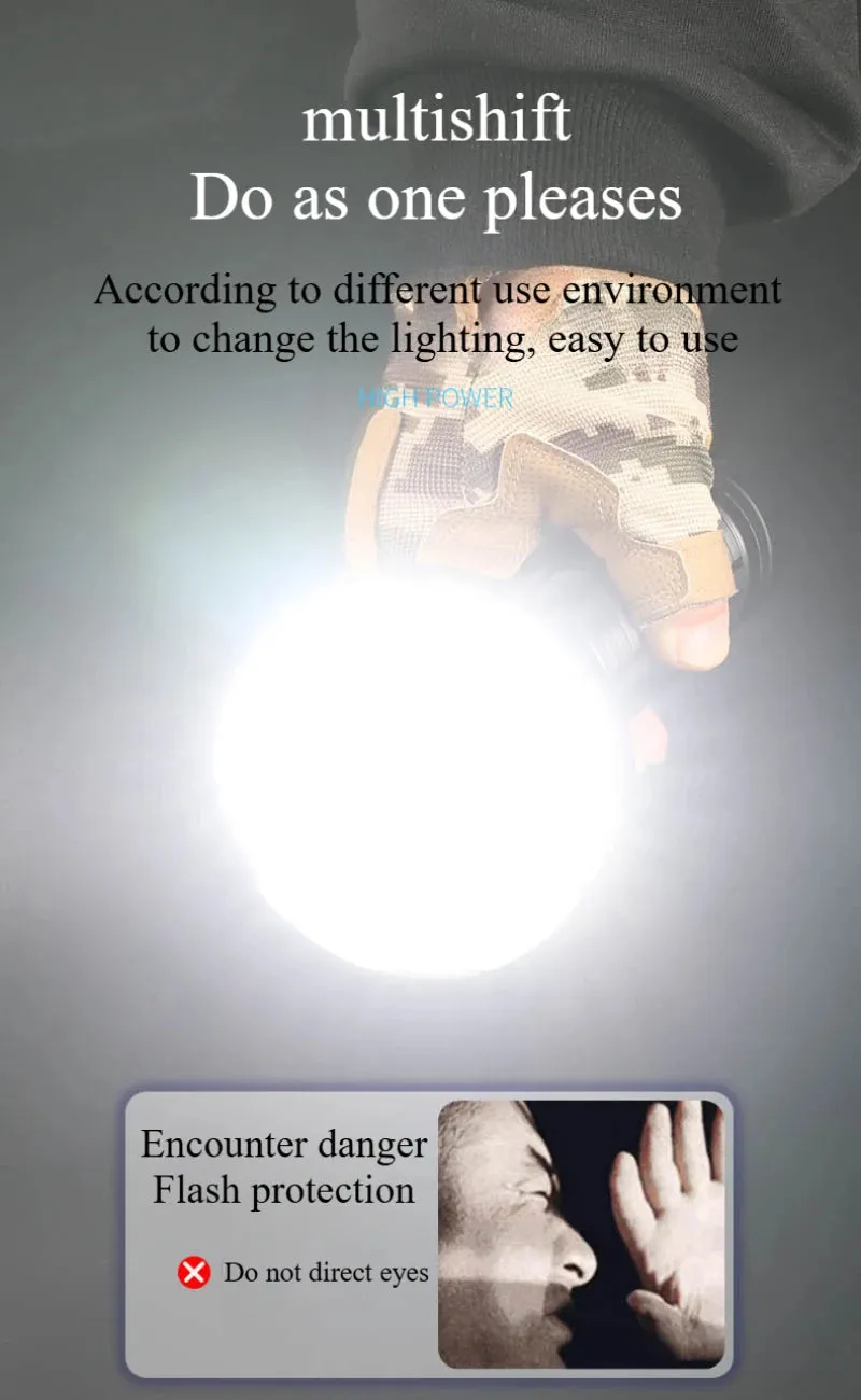 High-Power 200000Lumens 31 LED P50 Alloy Torch with 7000mah 26650 Rechargeable Battery Long Distance Super Bright Waterproof Lamp