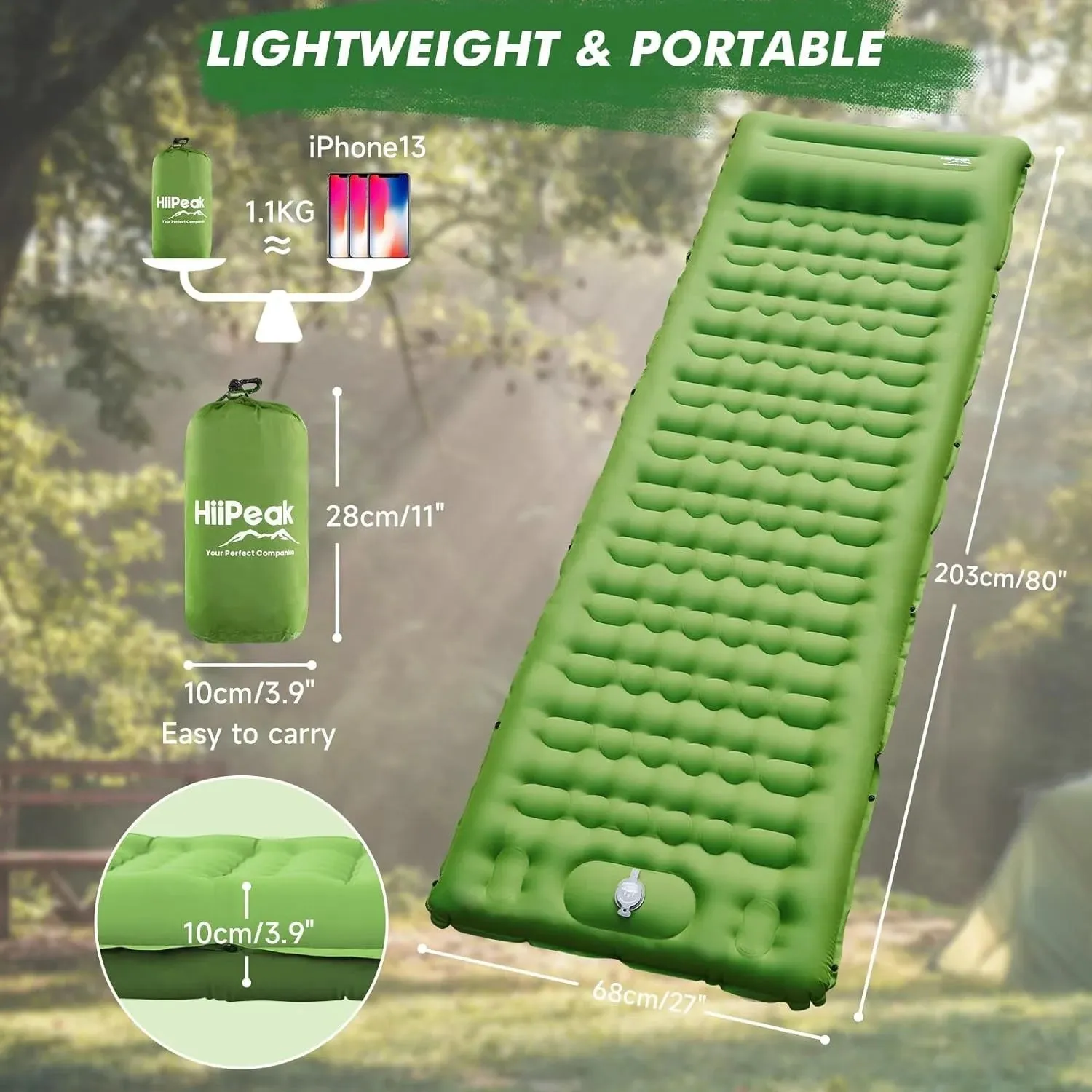 HiiPeak 3.9" Inflatable Camping Sleeping Pad