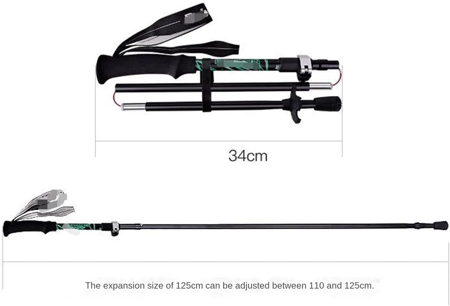 Hiking Trekking Poles Aluminum Alloy Ultra-Light Telescopic Poles Folding Portable Trekking Poles for Men and Women Hiking Sticks for Trekking(Black)