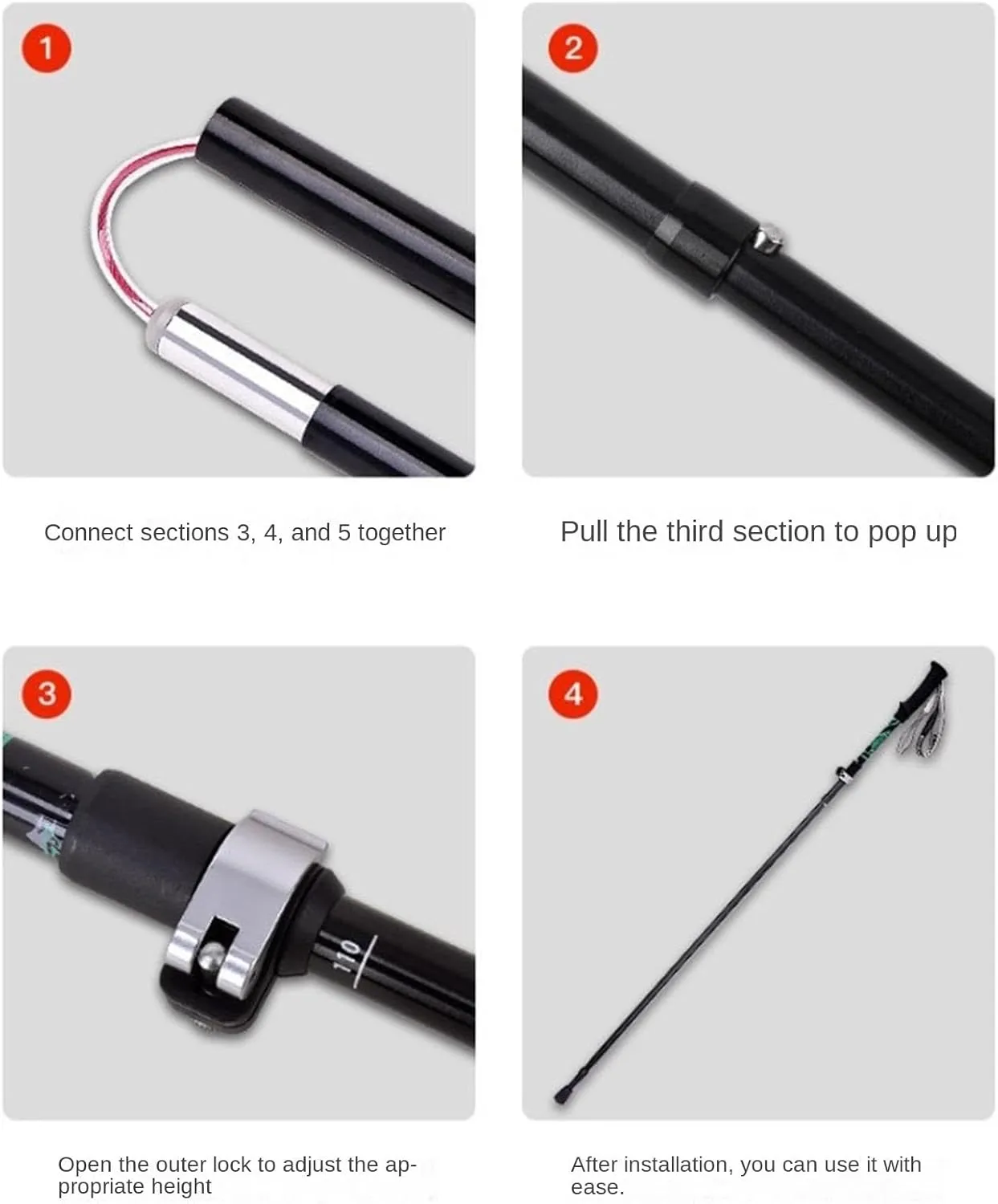 Hiking Trekking Poles Aluminum Alloy Ultra-Light Telescopic Poles Folding Portable Trekking Poles for Men and Women Hiking Sticks for Trekking(Black)