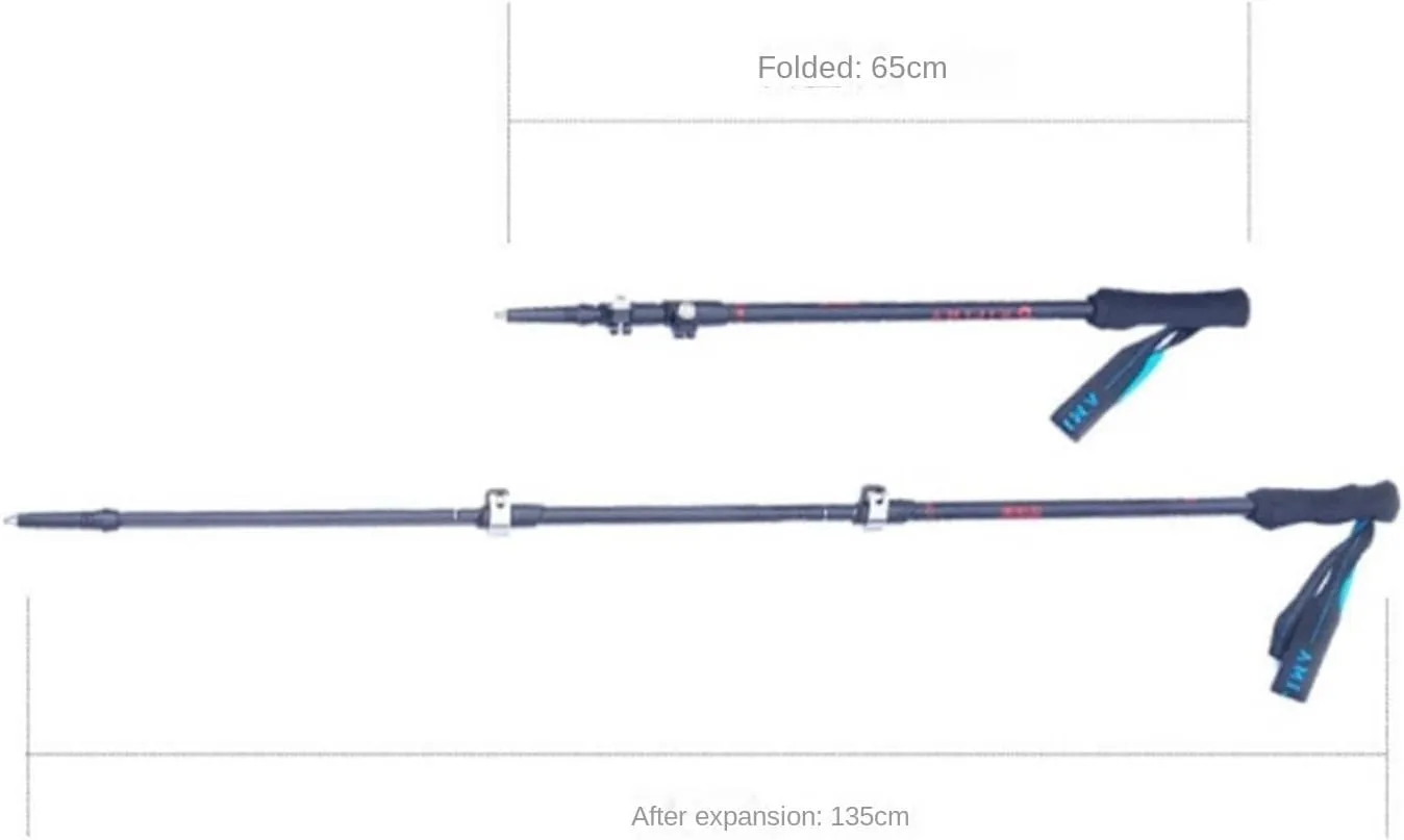 Hiking Trekking Poles Trekking Poles Adjustable Hiking Walking Sticks Ultralight Carbon Fiber and Aluminum for Camping Hiking Sticks for Trekking(Red)
