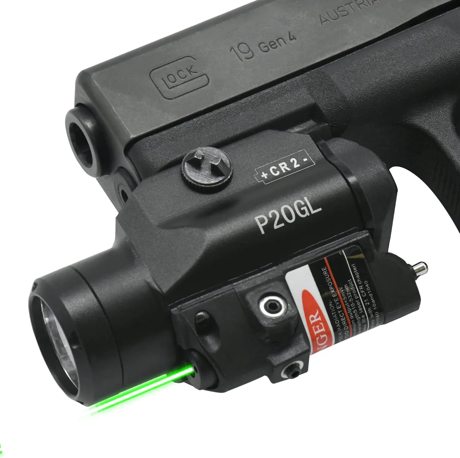 HiLight P20GL Tactical LED Flashlight and Green Laser Combo by HiLight for Pistols (W/Green Laser)