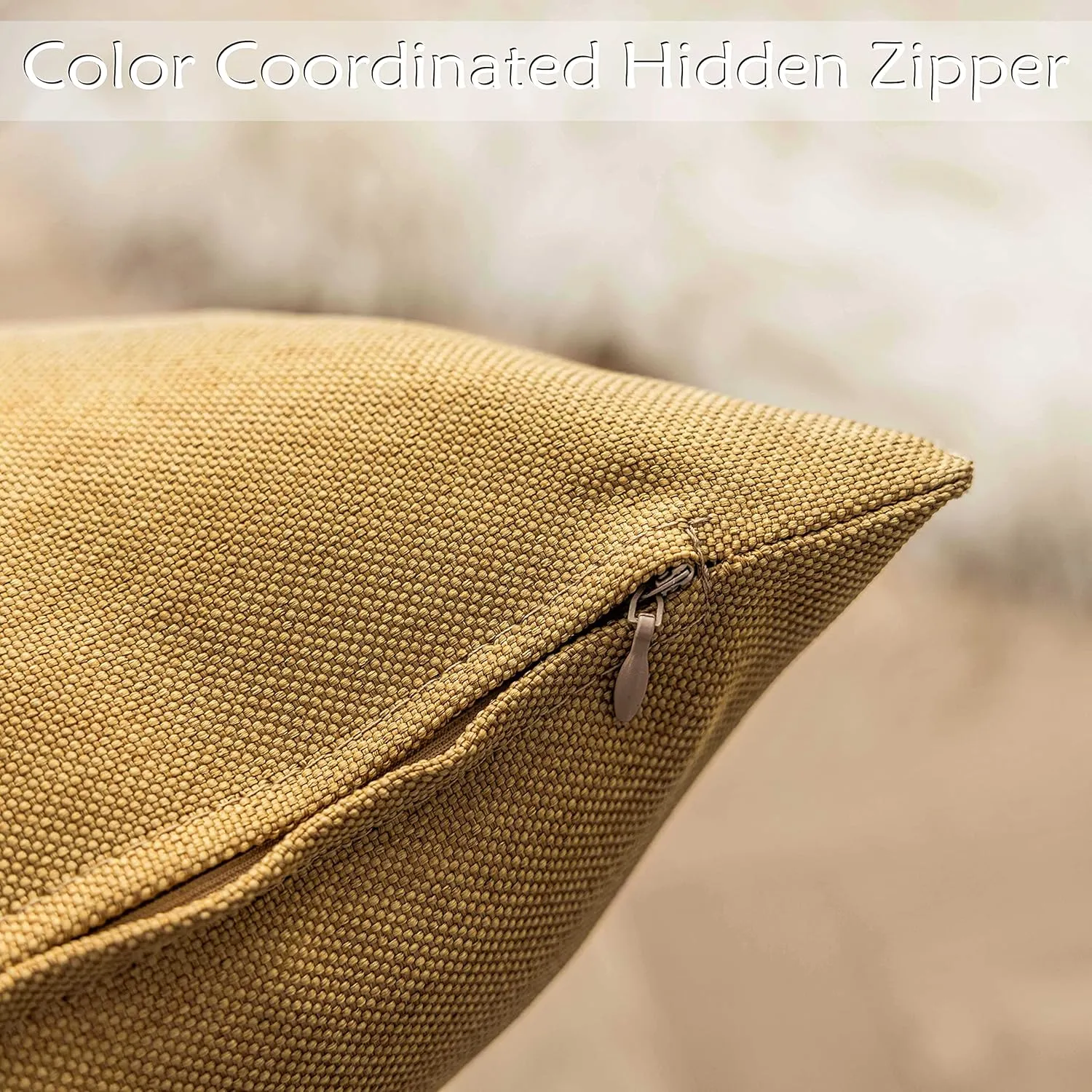 Home Brilliant Yellow Pillow Covers 20x20 Throw Pillow Covers Outdoor Waterproof Linen Decorative Pillow Covers, 20inch, 50cm, 4 PCS, Burlap Yellow