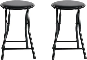 Homy Casa 18 Inch Portable Folding Camping Stool with Padded Seat, Lightweight & Compact Stool for Hiking, Fishing, and Outdoor Adventures, Black (Set of 2)