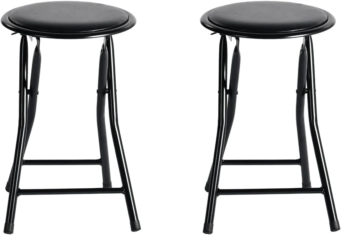 Homy Casa 18 Inch Portable Folding Camping Stool with Padded Seat, Lightweight & Compact Stool for Hiking, Fishing, and Outdoor Adventures, Black (Set of 2)