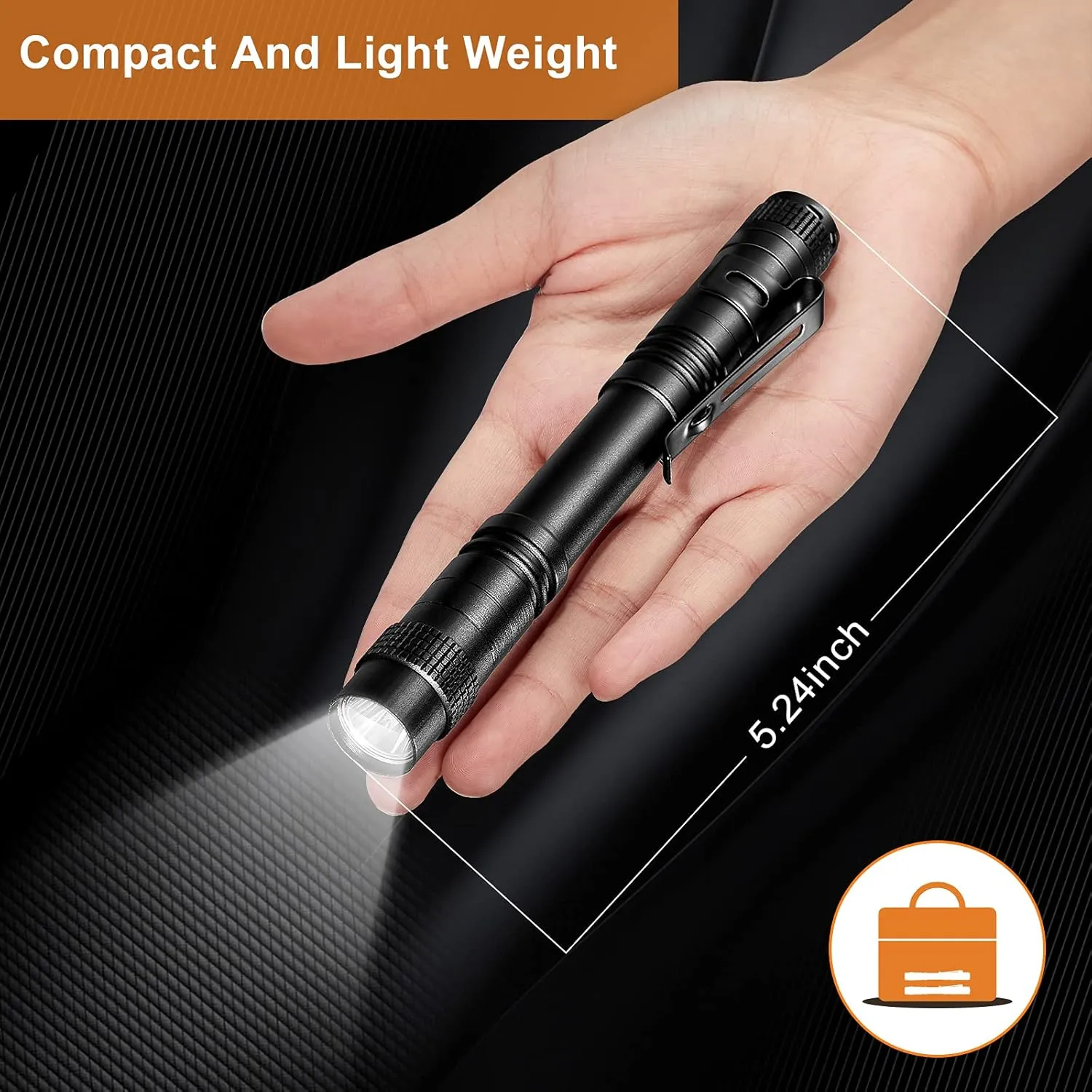 Honoson 10 Pieces Mini Pen Light Flashlight Small LED Pen Light Aluminum Pocket Flashlight with Clip for Inspection Camping Emergency Diary Lighting(3.5 Inches, 5.2 Inches)